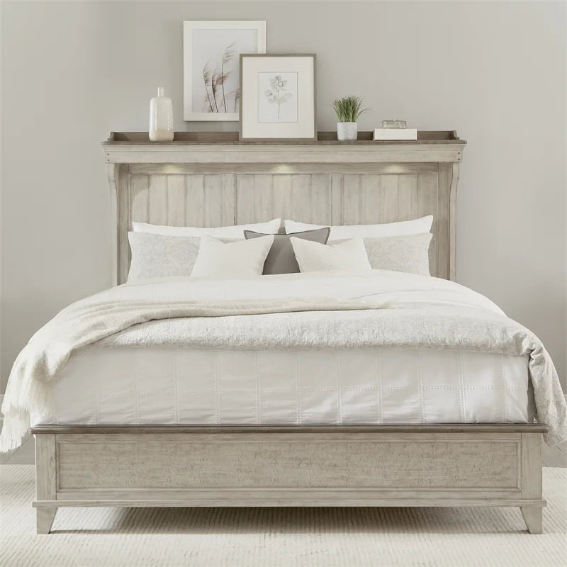 King Mantle Bed in Weathered Linen A473