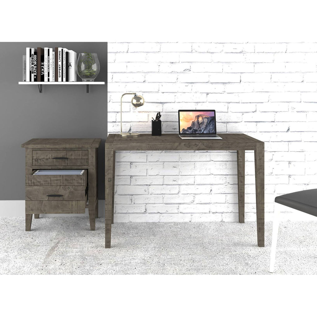 Grey Reclaimed Wood Writing Desk and Filing Cabinet Y216