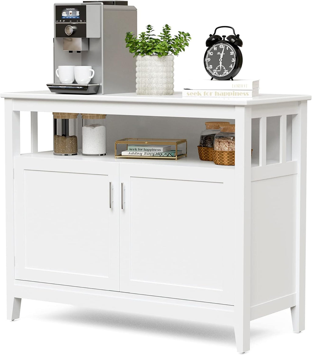 Buffet Cabinet with Storage, Freestanding Kitchen Cabinet with Adjustable Shelf, 45 x 20 x 36 inches Brown T64082