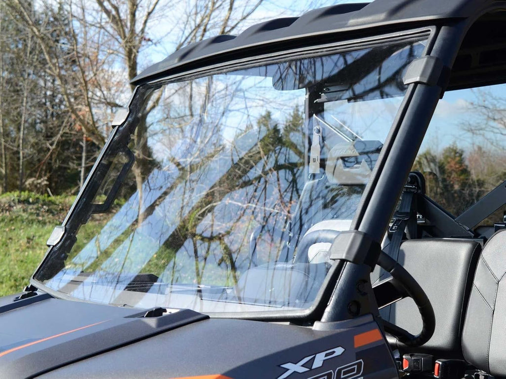 Full Front Windshield for Polaris Ranger XP 900 / XP 900 Crew, 1/4 Clear Polycarbonate H355
