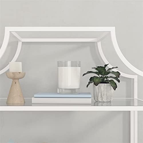 5 Shelf Metal Framed Glass Bookcase in Flat White Q467