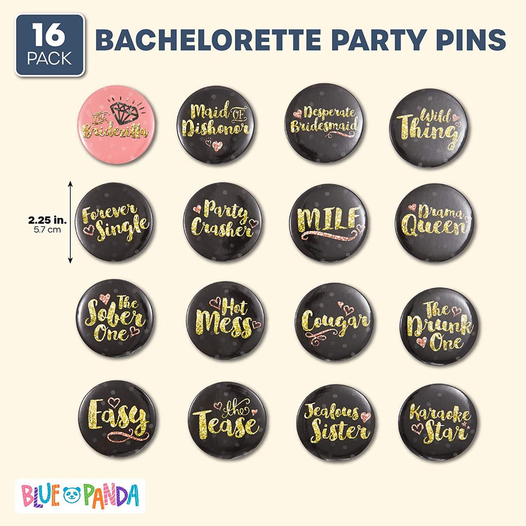 16 Designs Bachelorette Party Buttons (2.25 in, 16-Pk) A990502