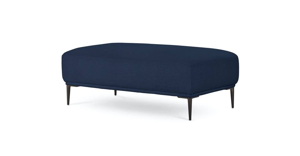 Blue Fabric Ottoman with Black Metal Legs J614714