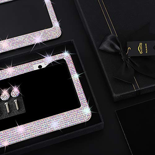 2 Pack Rhinestone Stainless Steel License Plate Frames M698