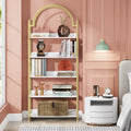 72.4 inch Tall Gold Metal 5 Shelf Arched Bookcase H5385