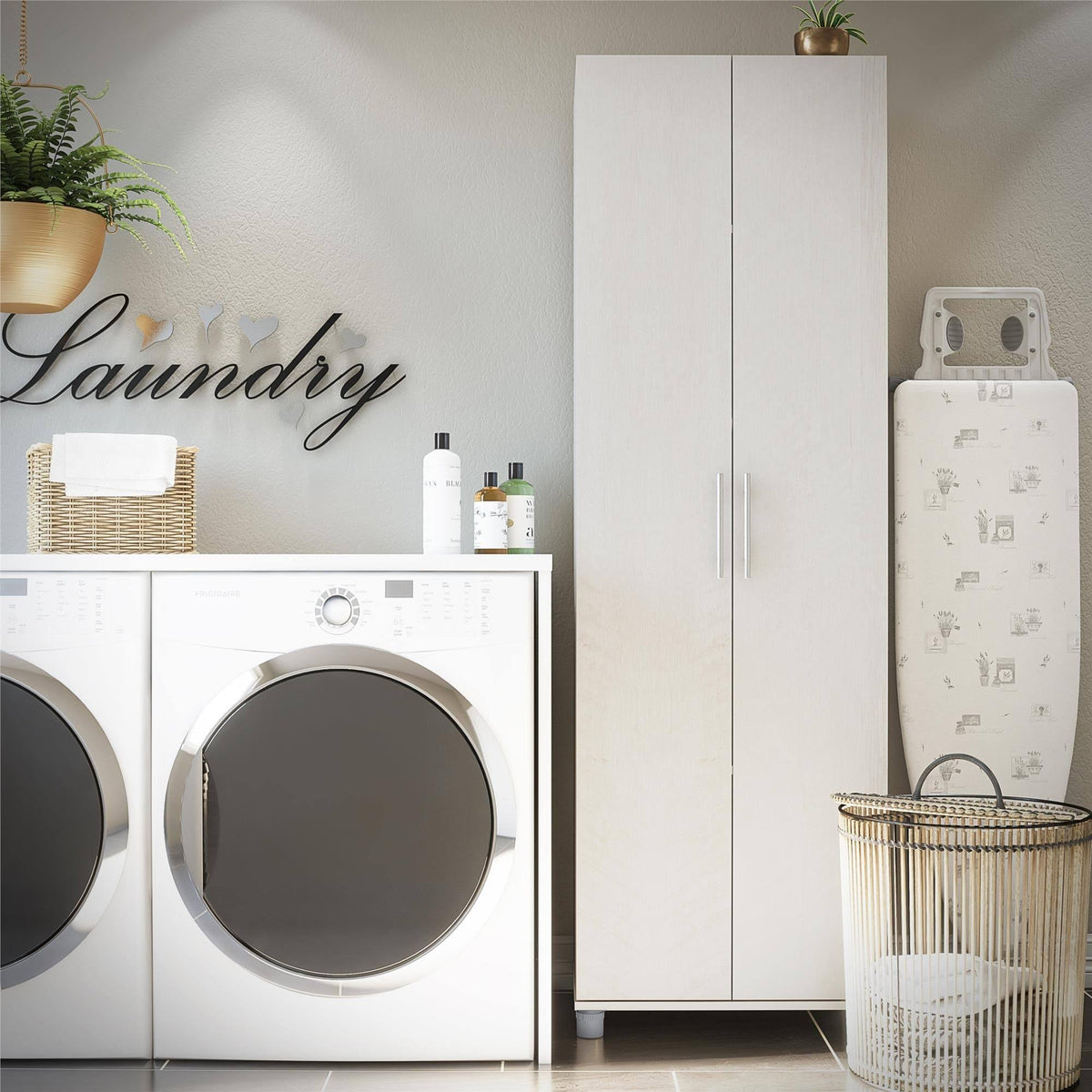Ivory Oak Utility Storage Cabinet Q80430