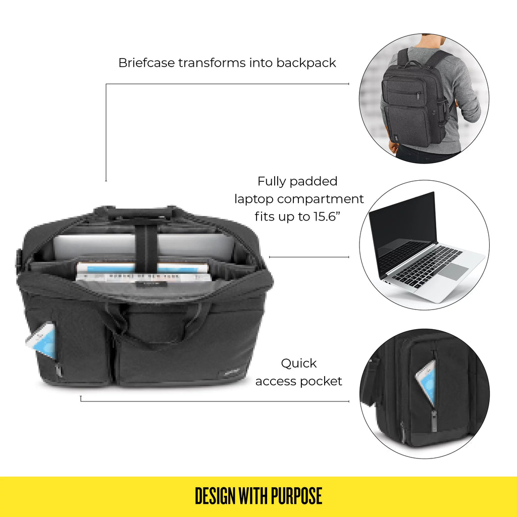 Gray Laptop Briefcase Backpack F723126
