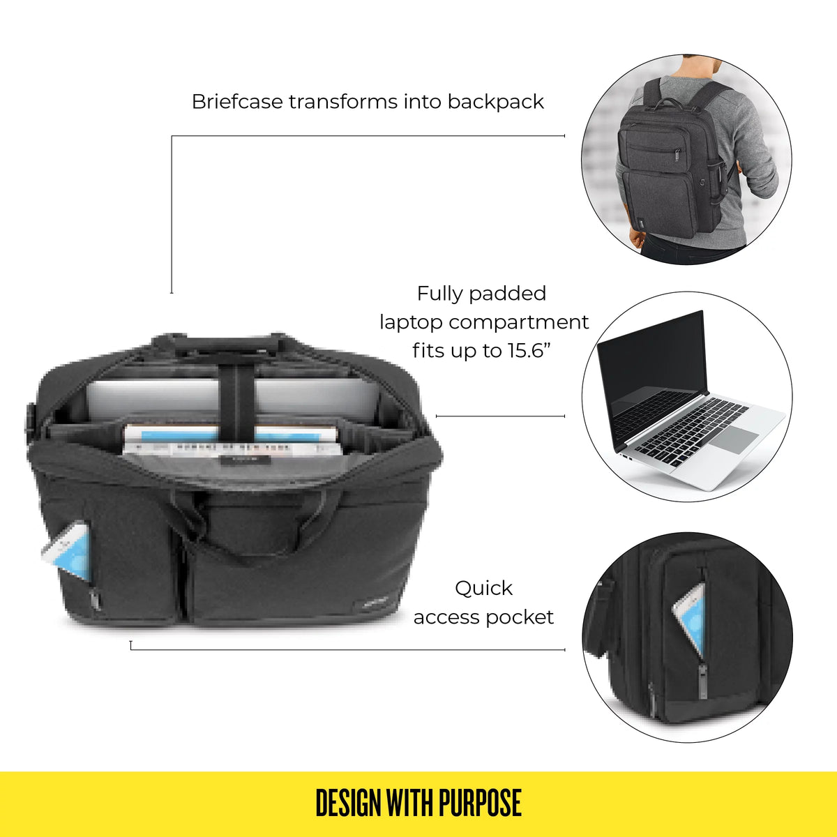 Gray Laptop Briefcase Backpack F723126