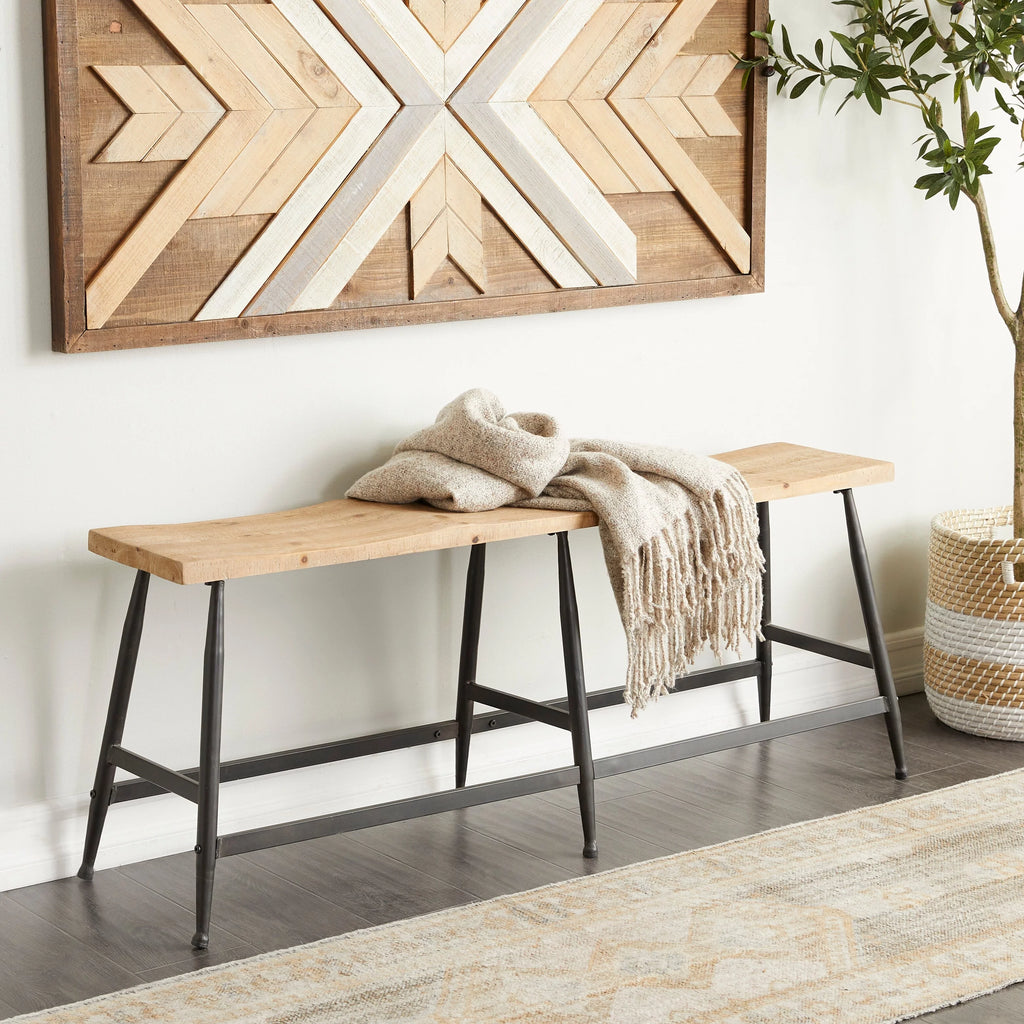 Brown Metal Slim Bench N90631