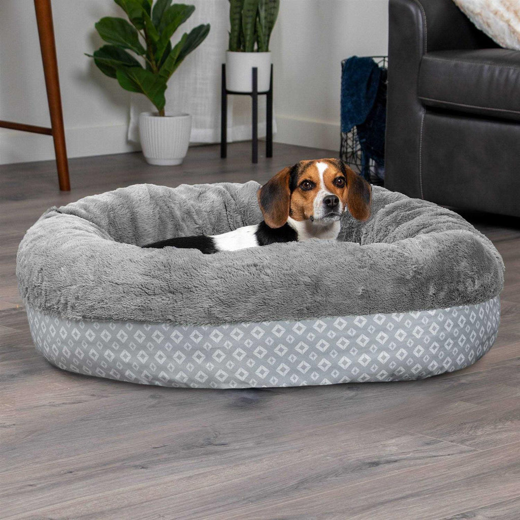 Plush Diamond Print Donut Pet Bed Z92277