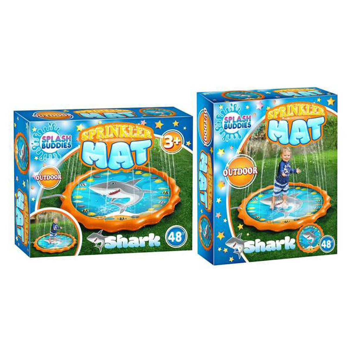 Orange & Blue Shark Sprinkler Spray Mat Water Toys Y284911