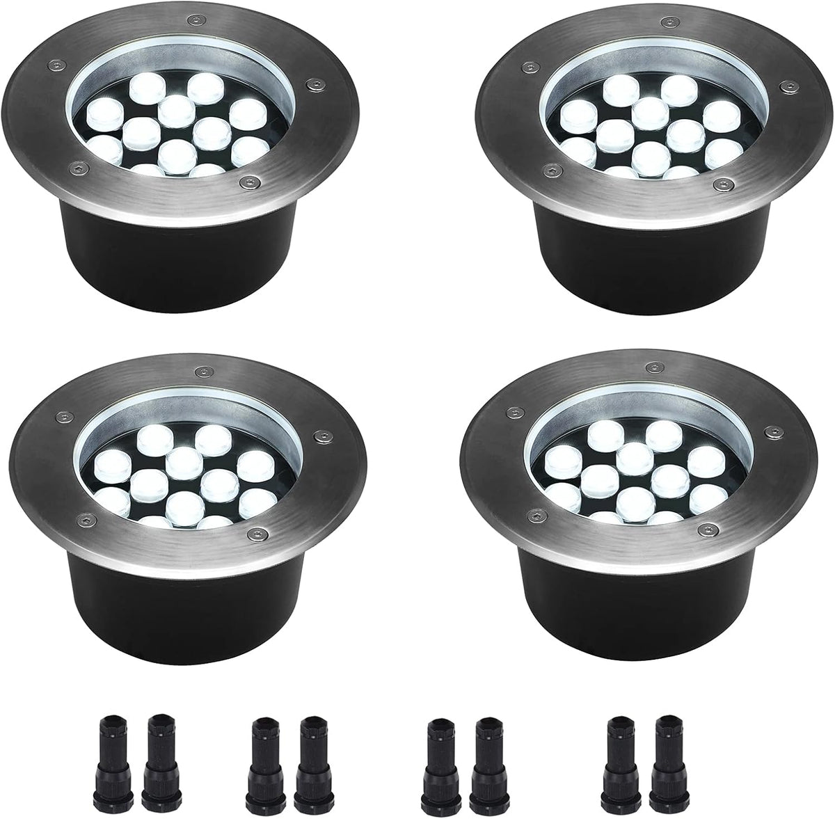 4 Pack Low Voltage Waterproof IP67 In-ground Deck Lights F5579