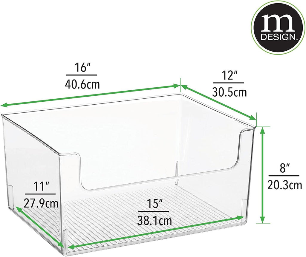 Clear Stackable Open Front Storage Organizer Bin Basket 4 Pack U683