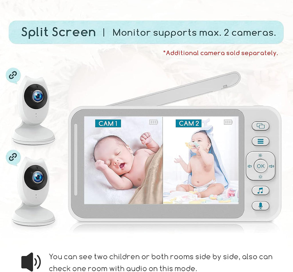 White 4.3 inch LCD Video Baby Monitor with Camera and Audio A699