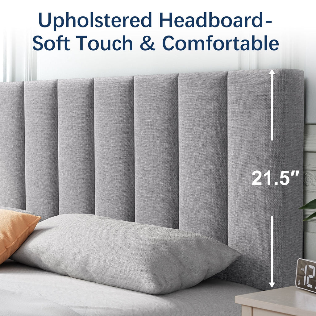 Queen Upholstered Platform Bed Frame Light Gray I60963