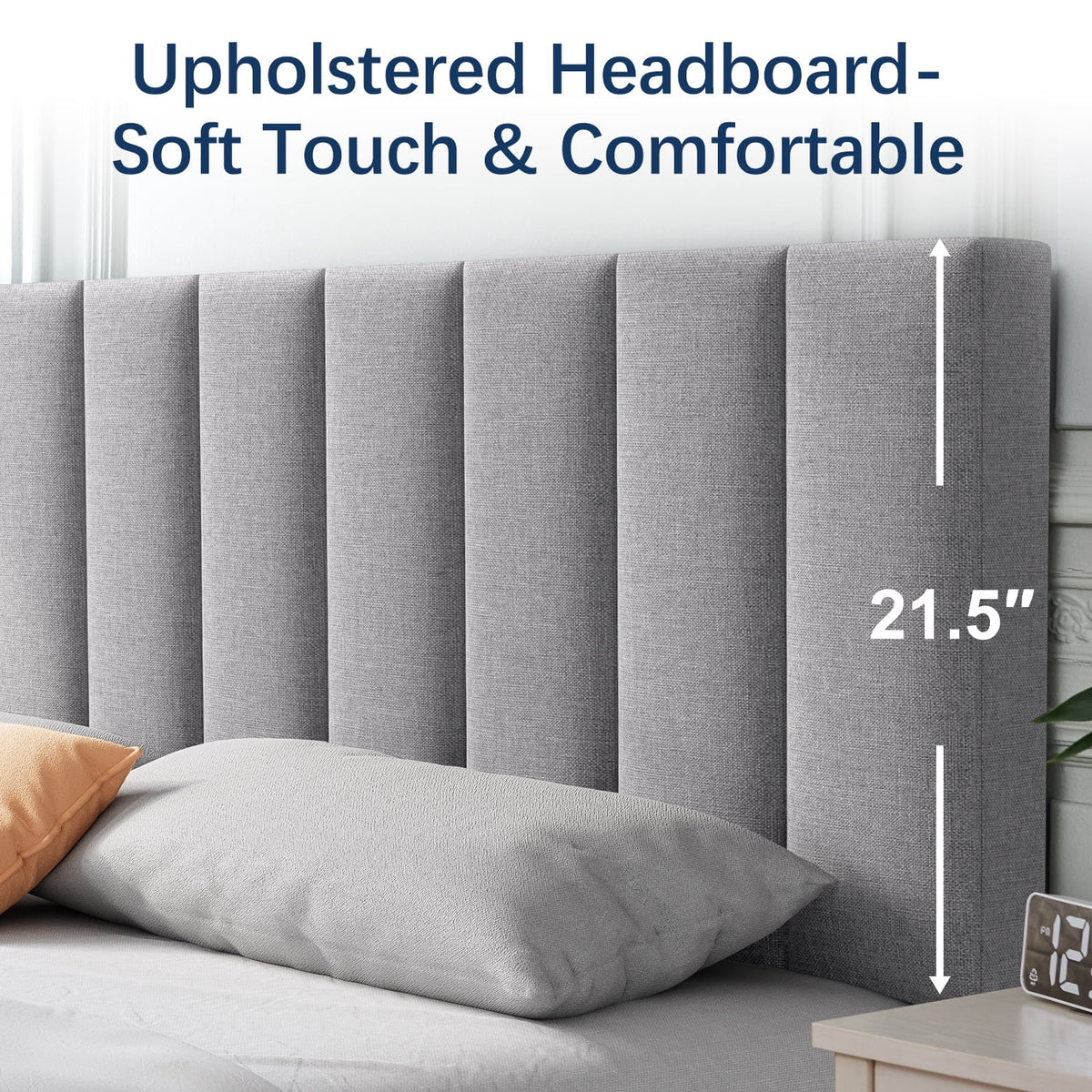 Queen Upholstered Platform Bed Frame Light Gray I60963