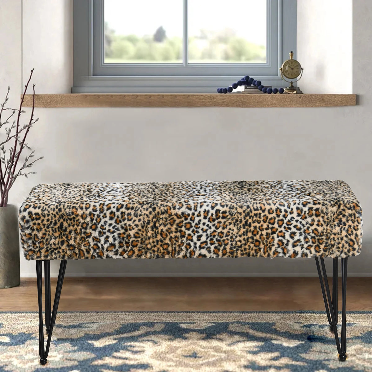 Faux Fur Ottoman A67532