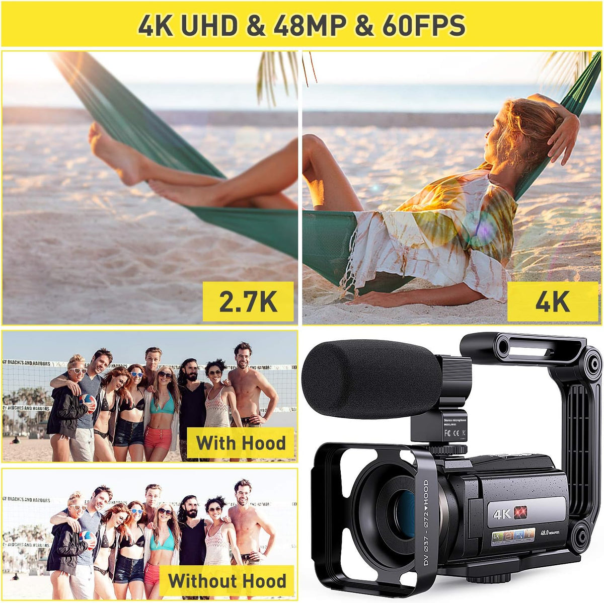 4K Video Camera WiFi Camcorder with 16X Digital Zoom V41916