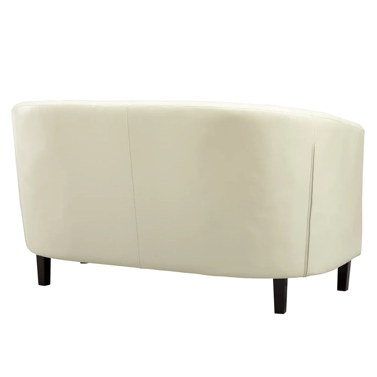 Cream Faux Leather Barrel Loveseat E640