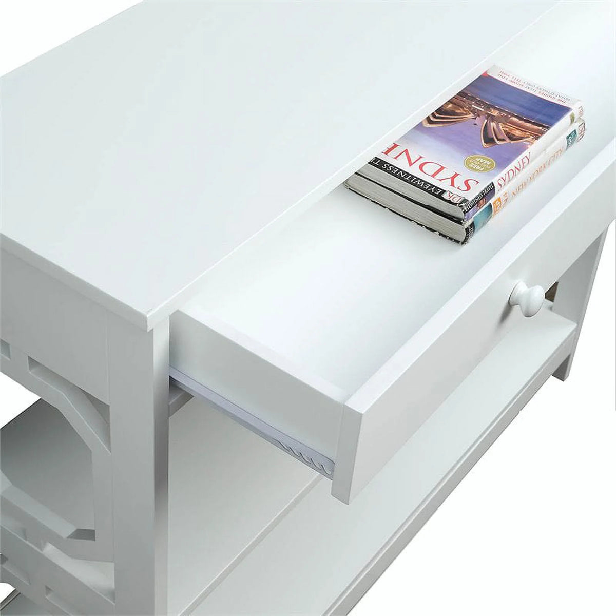White Wood Storage Console Table I628643