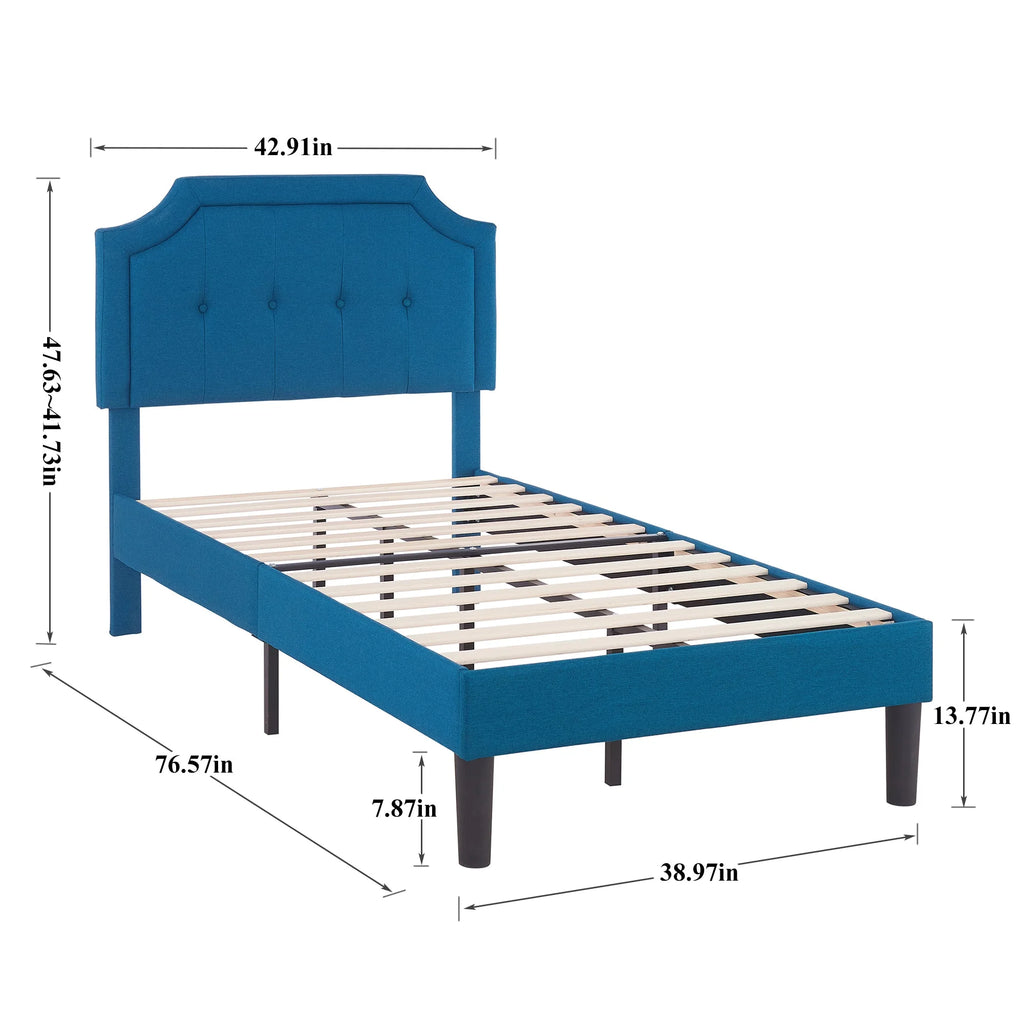 Twin Upholstered Platform Bed Frame with Adjustable Headboard U876693
