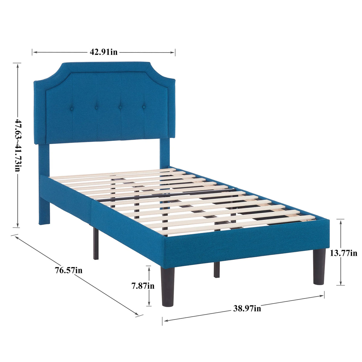 Twin Upholstered Platform Bed Frame with Adjustable Headboard U876693