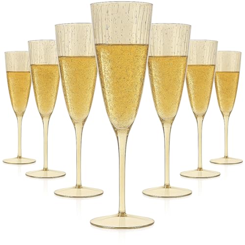 6 Oz Gold Glitter Plastic Champagne Glasses 24 Pack Q147