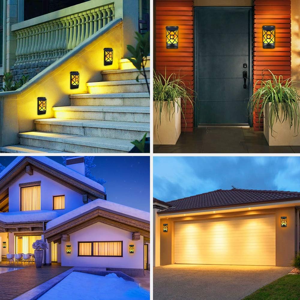 Solar Wall Flame Lights, Waterproof Outdoor Garden Lights U690