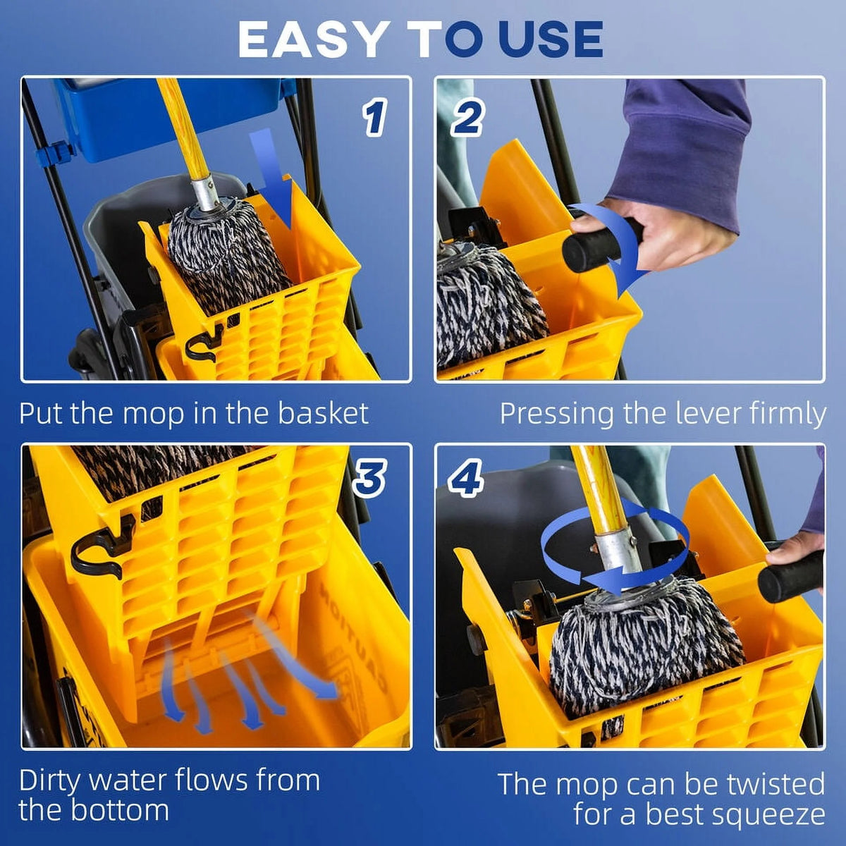 Wringer Bucket Cart with Side Press Wringer and Mop Holder Q996797