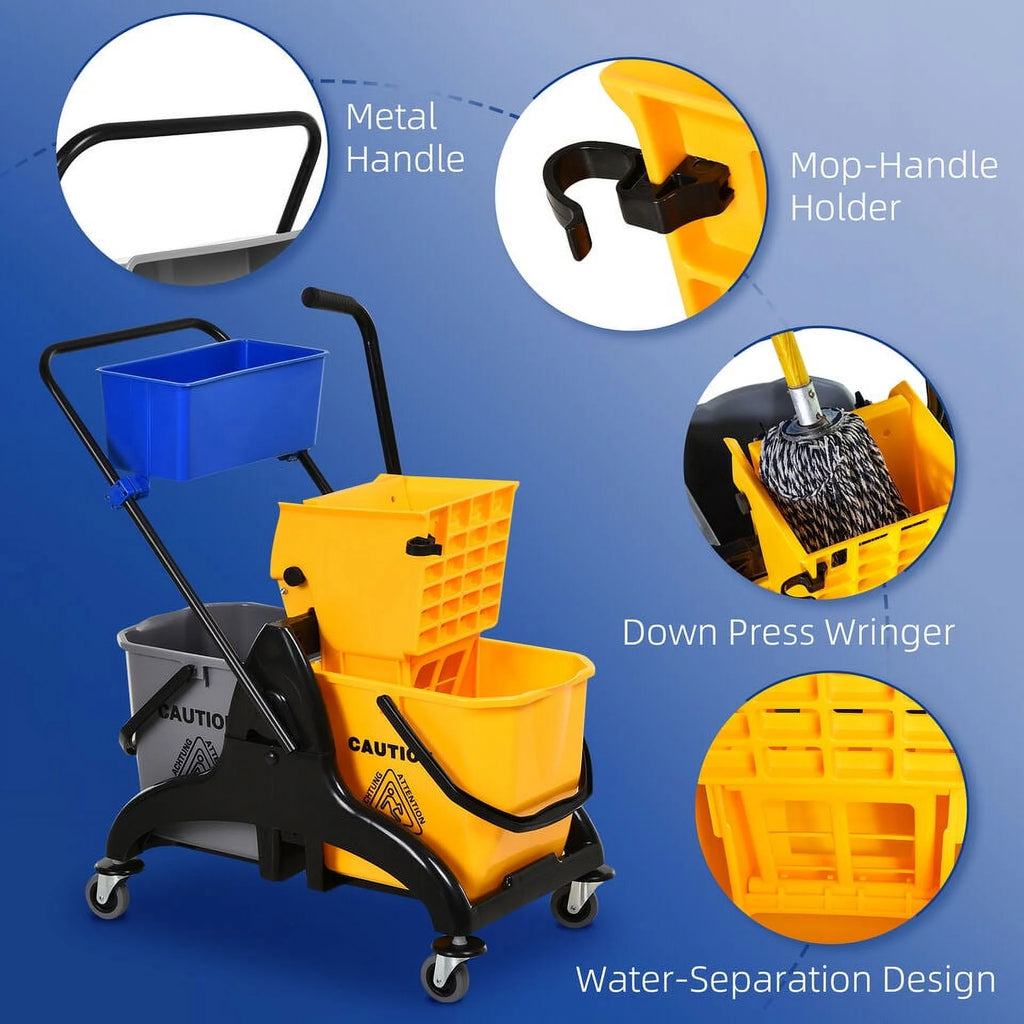 Wringer Bucket Cart with Side Press Wringer and Mop Holder Q996797