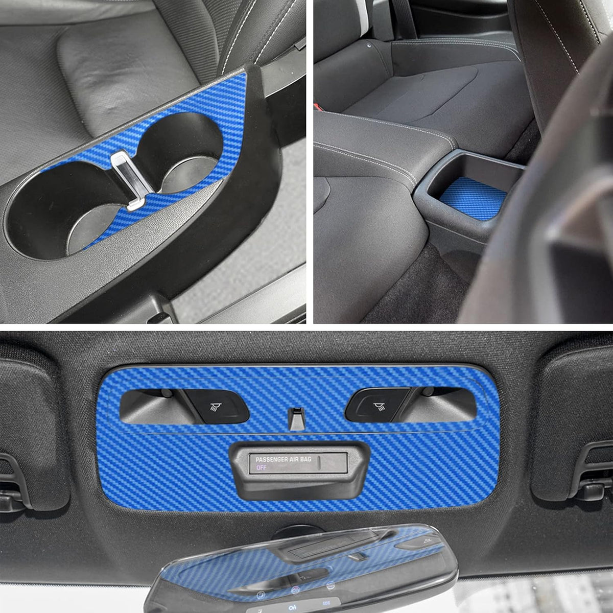 Carbon Fiber Texture Vinyl Wrap Center Console Dashboard Cover for Chevrolet Camaro 28PCS Blue Z267807
