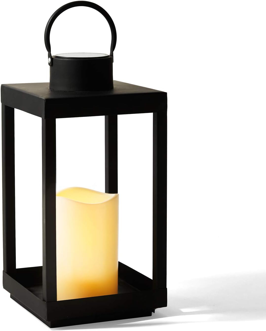 Matte Black Metal Candle Holder Lantern, 14 Inch Tall Z3763