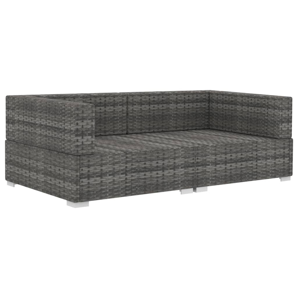 Gray Poly Rattan Patio Sofa Set with Cushions V262
