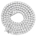 14K White Gold Finish Tennis Chain Necklace 24" O11801