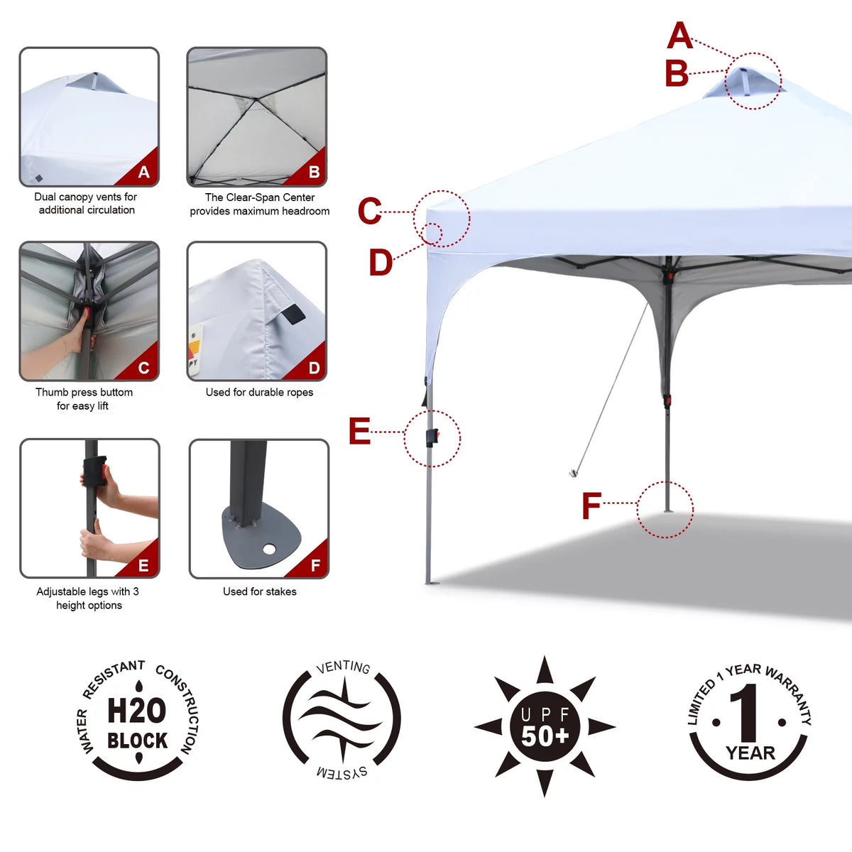 10' x 10' White Outdoor Pop up Canopy Tent K32313