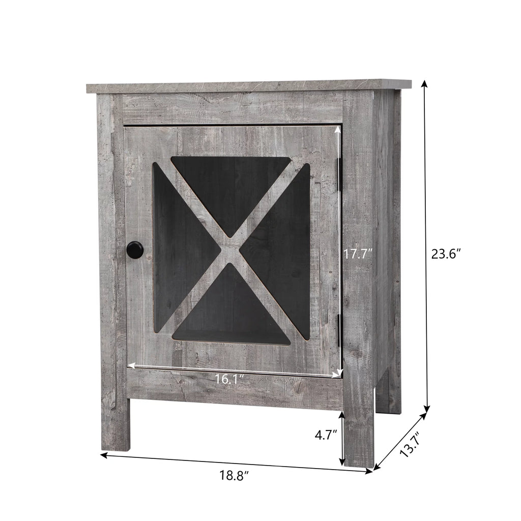 Gray Night Stand with Storage and Door L1151