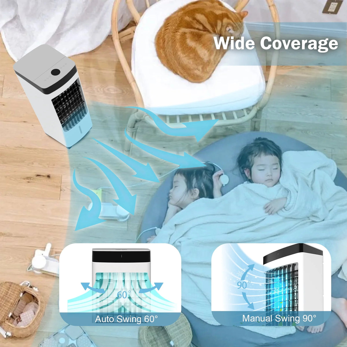 Portable Oscillating Evaporative Air Cooler with 3 Speeds J283067
