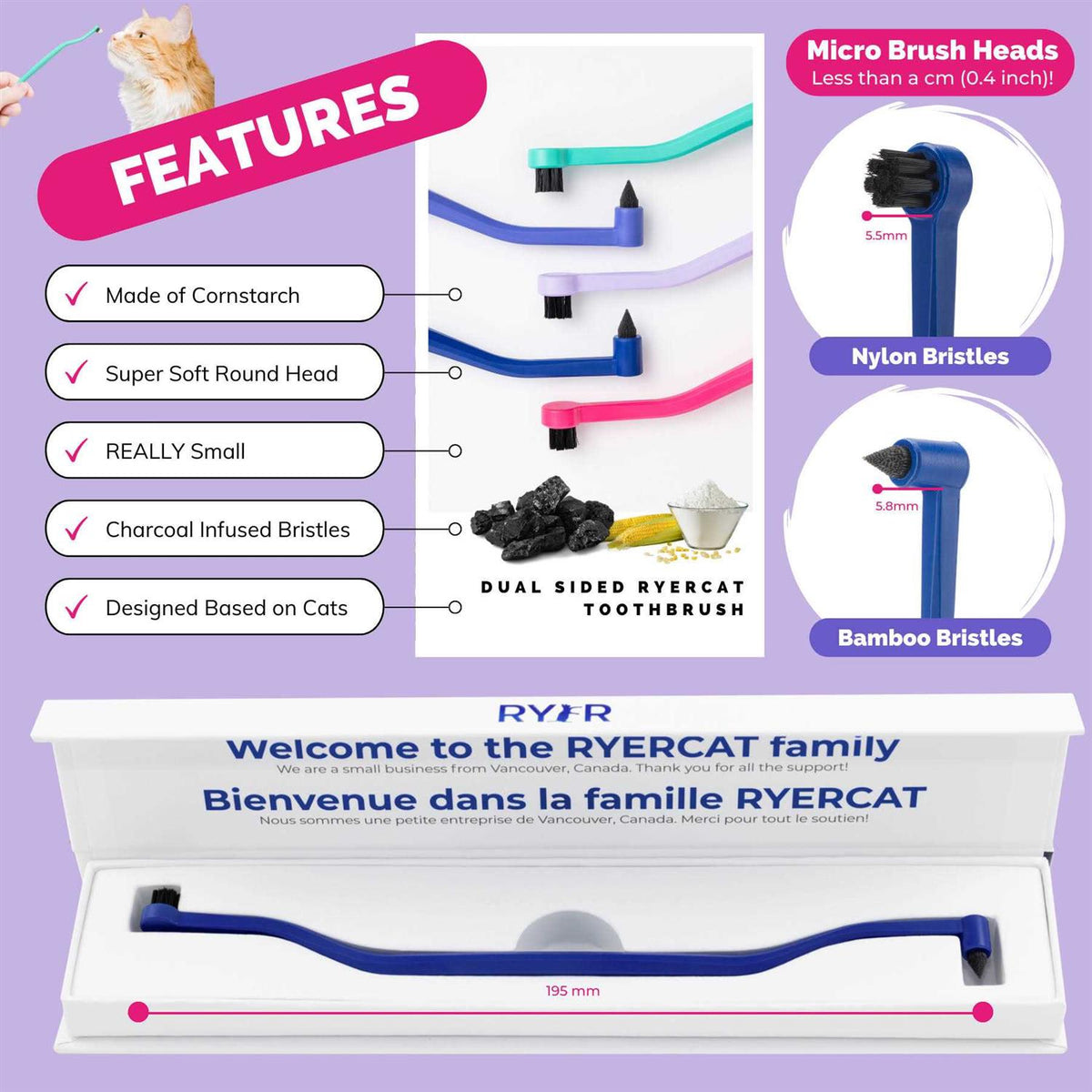 Dual Sided Cat Toothbrush B365280