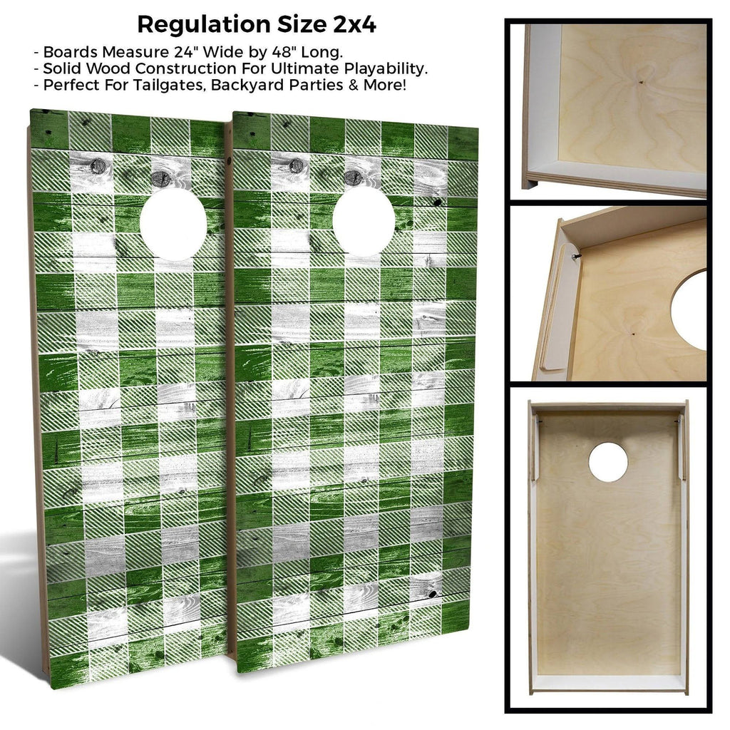 Green Checkered Cornhole Set with Carrying Case J1356