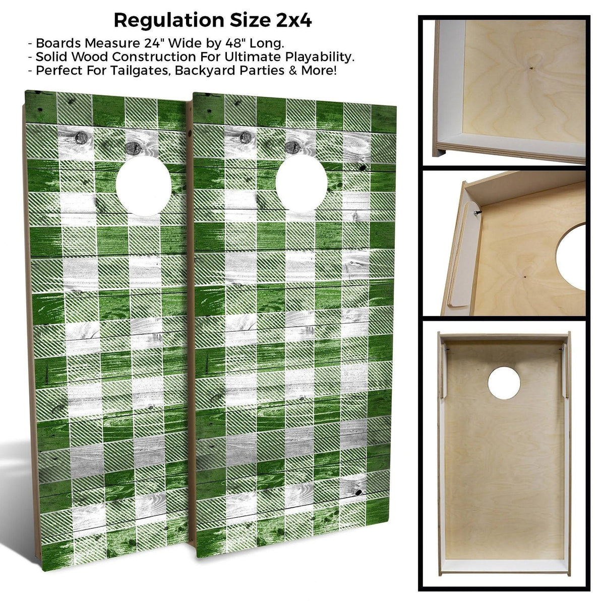 Green Checkered Cornhole Set with Carrying Case J1356