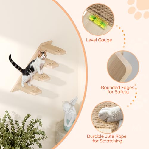 Wood Wall Mounted Cat Wall Shelves Set of 2 L601629