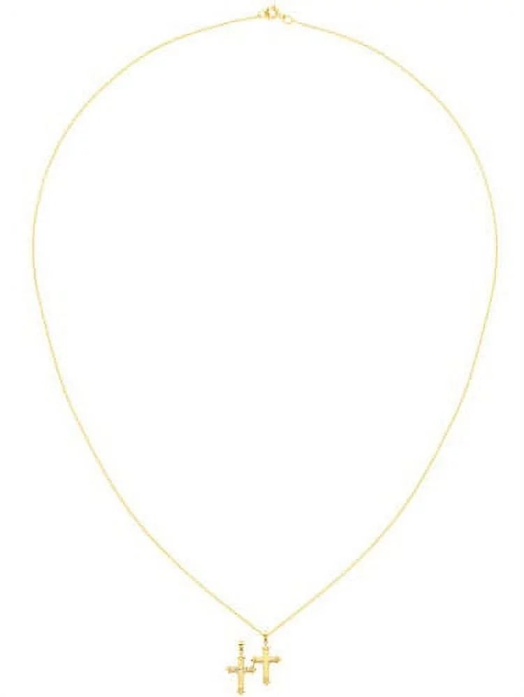 14K Yellow Gold Diamond Cut Cross Necklace J66034