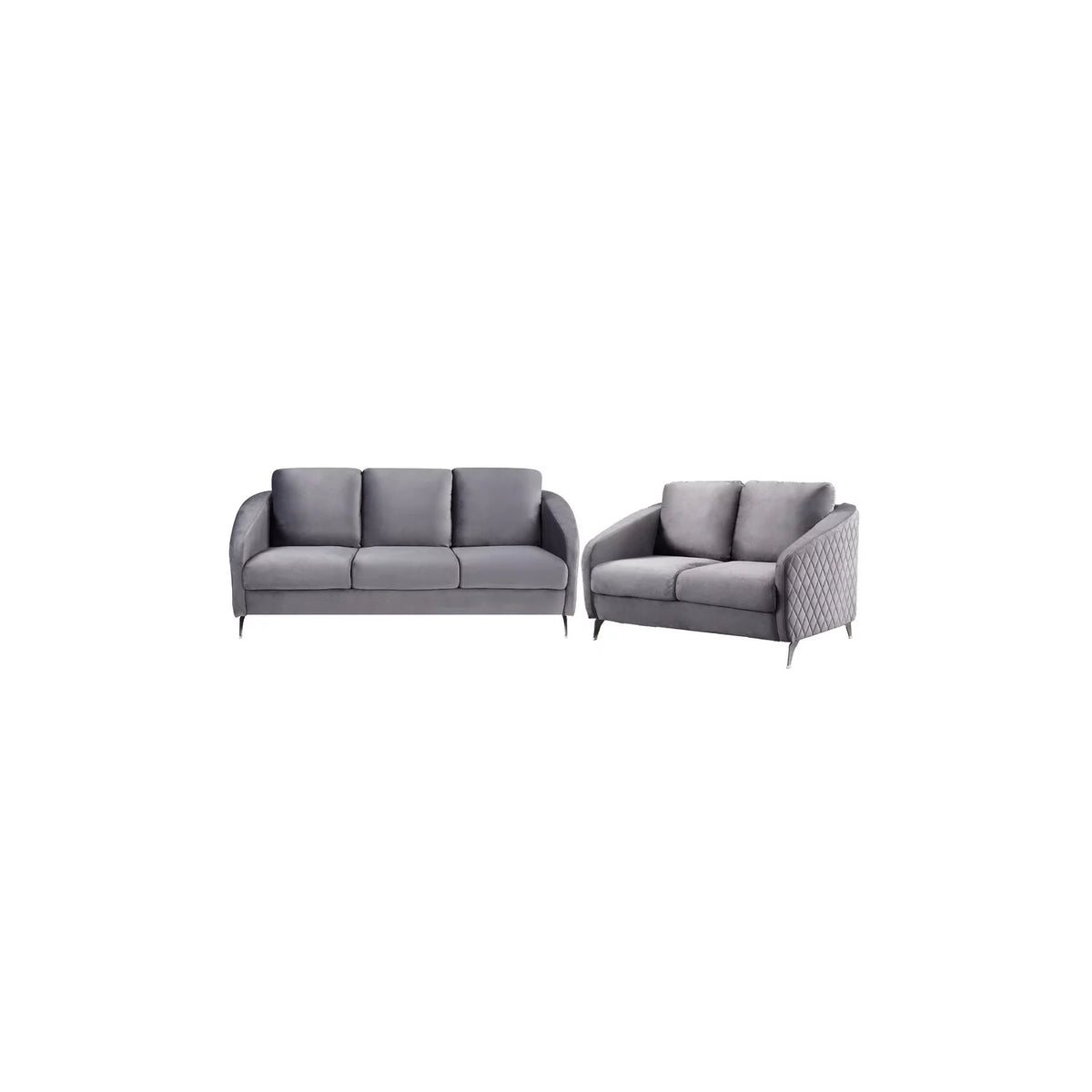 Grey Velvet Sofa Loveseat I21151