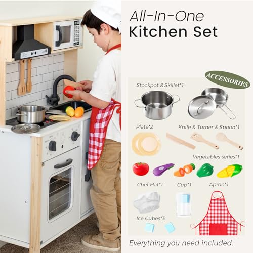 Wooden Kids Play Kitchen with Real Lights & Sounds C47377