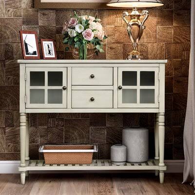 Farmhouse Wood/Glass Buffet Storage Cabinet Sideboard Console Table I334575