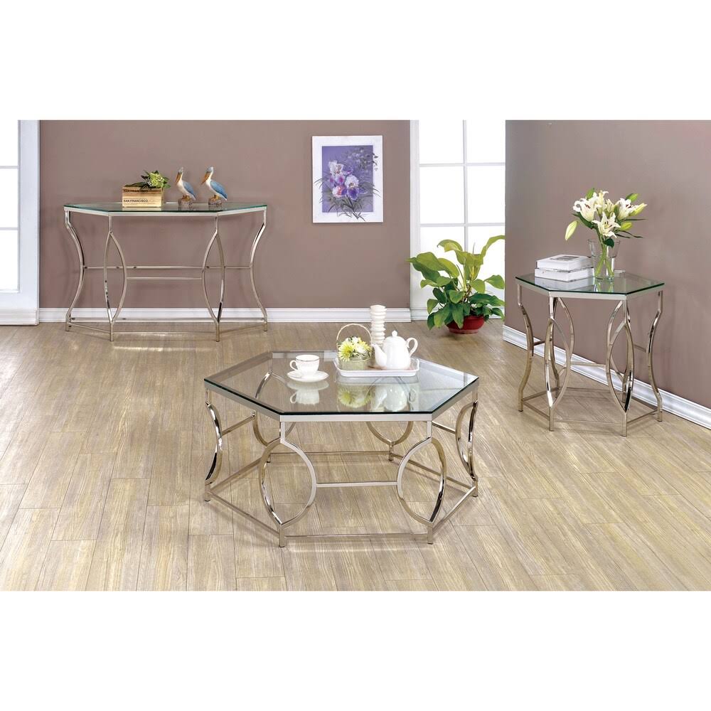 Chrome Glass Top End Table V156329