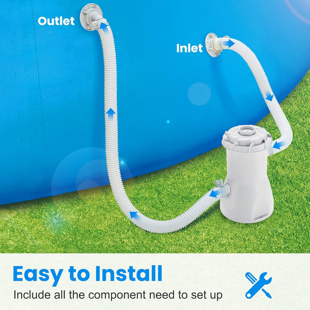 Above Ground Pool Pump, 600 GPH Filter Pump, Includes Filter Pump Cartridge I109376