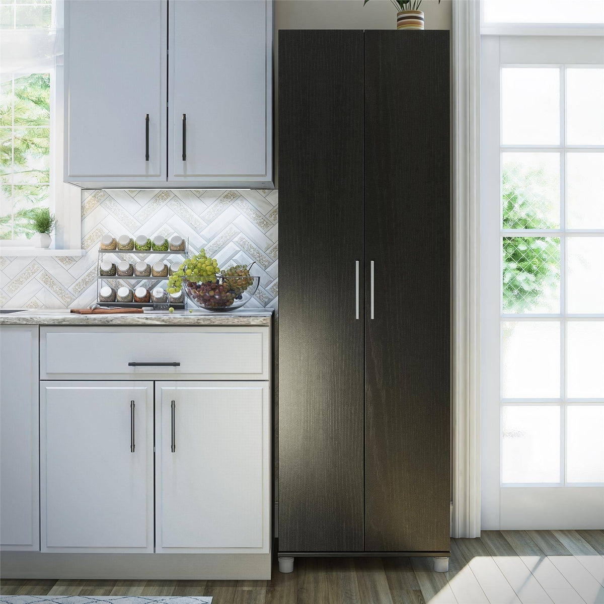 Ivory Oak Utility Storage Cabinet Q80430