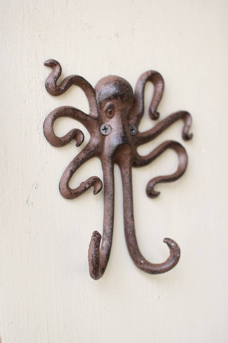 Cast Iron Octopus Wall Hook Set of 4 L68065