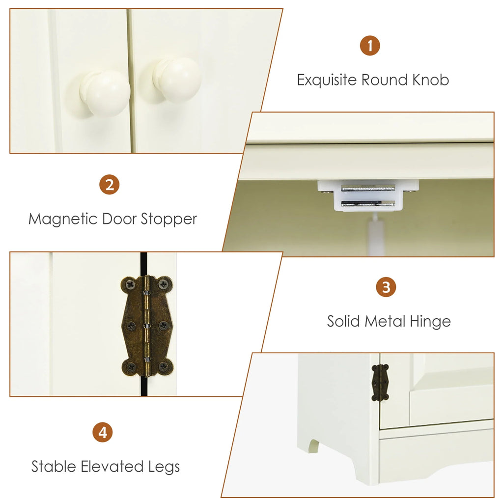 White 2-Door Accent Storage Cabinet with Adjustable Shelves Q7911